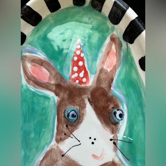 Handmade Ceramic Serving Tray” Bunny “Design 12”x8”Original Design - Picture 6 of 10